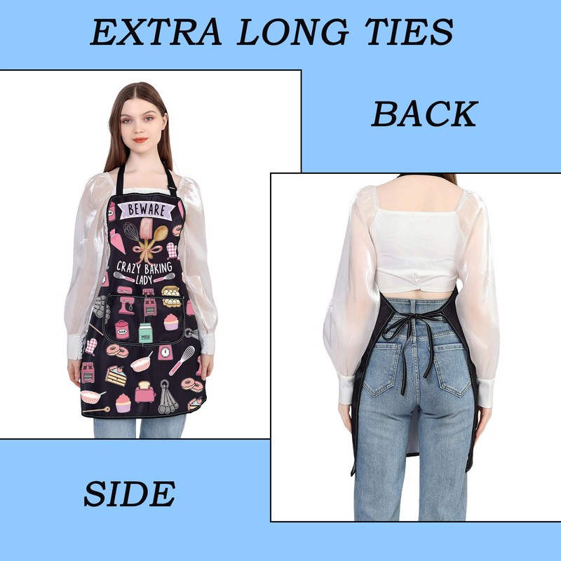 MYSOMY Funny Baking Aprons for Women - Beware Crazy Baking