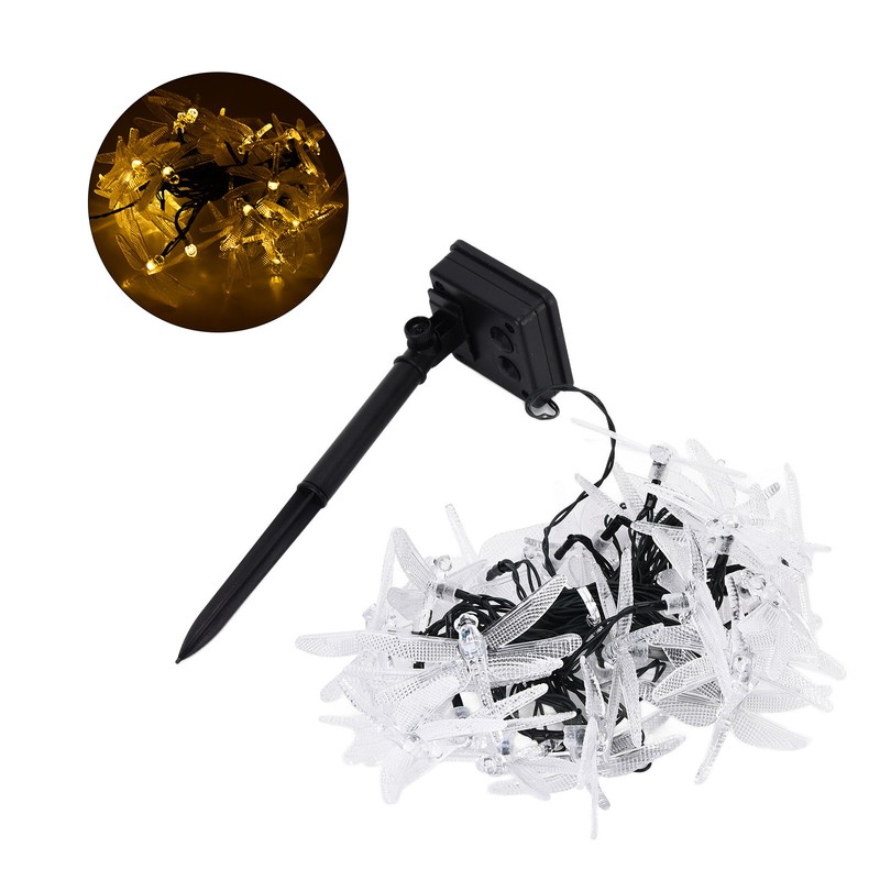 Dragonfly Solar String Lights 30LEDs Solar Powered Fairy Lights Waterproof