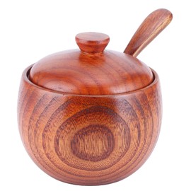 Wooden Spice Container, Salt Box with Lid, Spoon, Vintage Spice Box, Spice Jar, Spice Jar, Utensil, Suitable for Kitchen Cooking