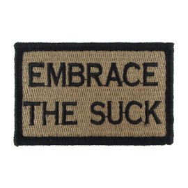 Embrace The Suck Hook and Loop Fully Embroidered Morale Tags Patch (Coyote and Black)