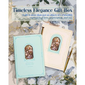 hi!SCI Thick Journal for Women & Girls, 360 Pages A5 Writing Journaling Notebook with Paintings, Women Journal for Writing, Vintage Journal with Gift Box & Pen for Girls Gift Ideas (Ice Blue)