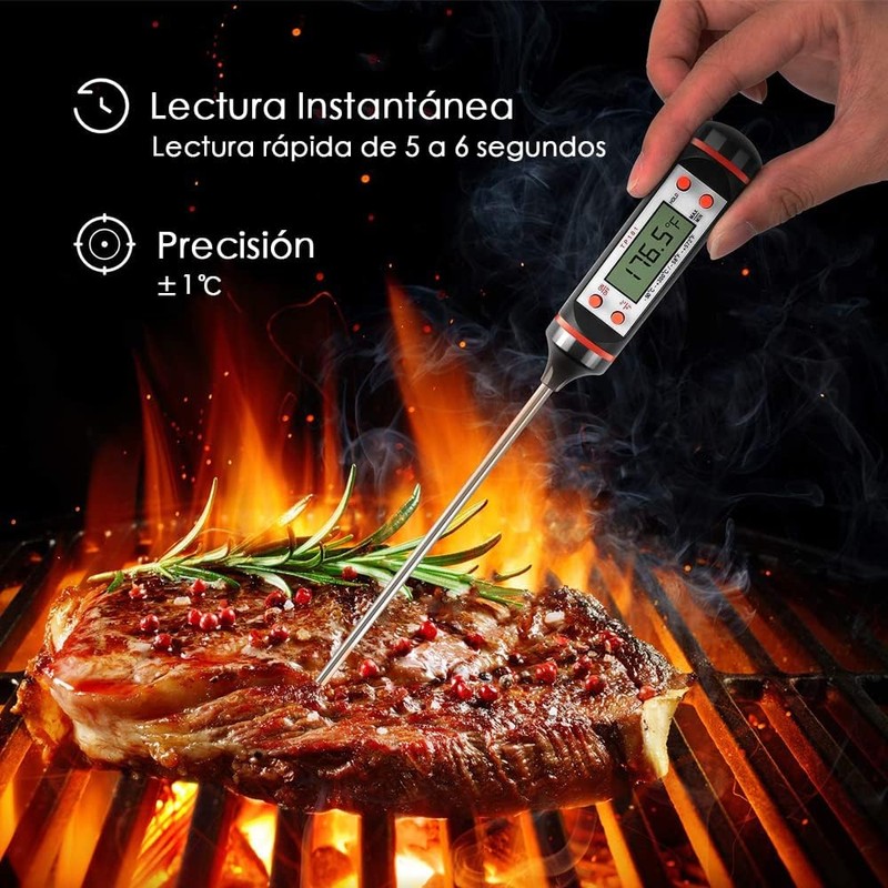 Uplayteck Termómetro Digital de Cocina para Carne – Sonda Superlarga,