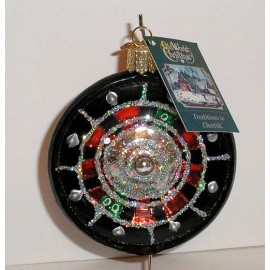 Old World Christmas 2015 ROULETTE CASINO WHEEL - OLD WORLD CHRISTMAS BLOWN GLASS ORNAMENT NEW W/TAG