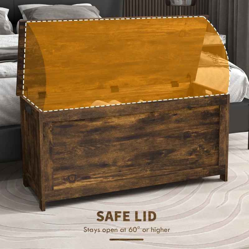 "Rustic Brown Wooden Kids & Teen Storage Bench with 2