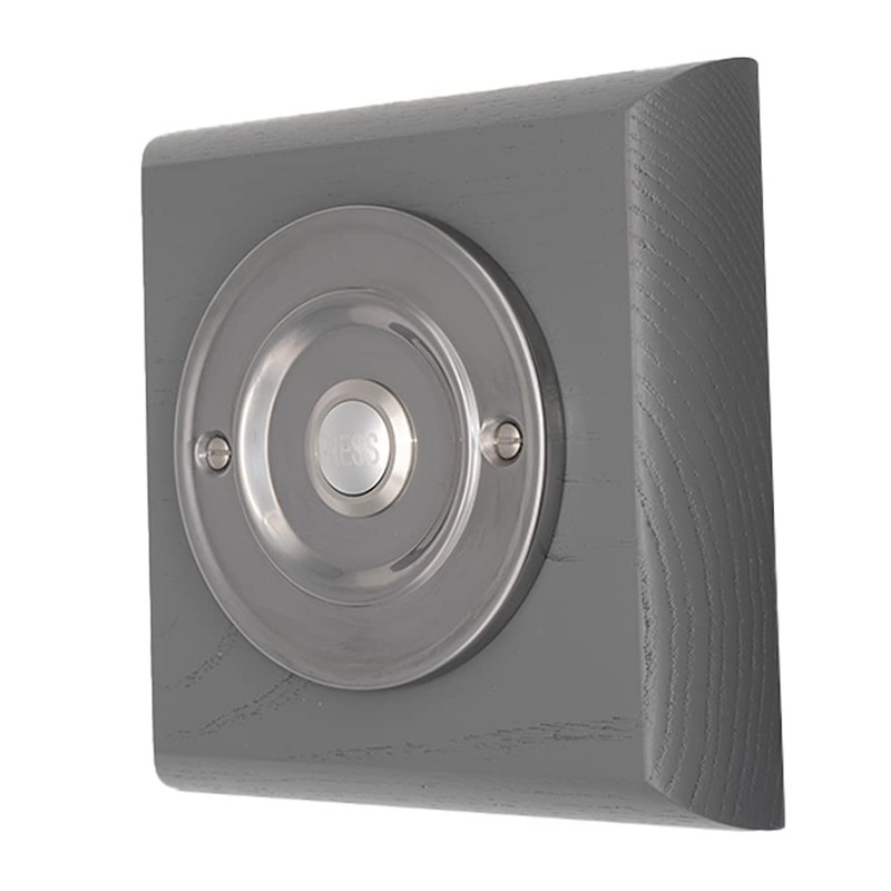 Modern Living Square Wireless Doorbell in Grey Ash and Brushed