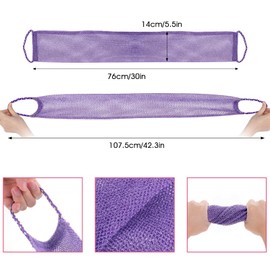 3 Pcs African Exfoliating Net Sponges, Exfoliating Back Scrubber for Shower Long African Exfoliating Net Washcloth Body Shower Loofahs Cloth Body Back Scrubber for Women Men (Purple+Pink+Yellow)