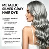 Silver Hair Dye, Metallic Silver Gray Hair Color for Bleached
