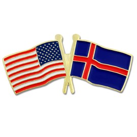PinMart's USA and Iceland Crossed Friendship Flag Enamel Lapel Pin - 10 Pack