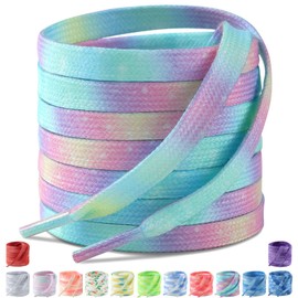 Handshop [2 Pairs 5/16" Flat Colorful Shoelaces for Fun, Cool Tie Dye Design Fashion Sneakers Shoe Laces 47 in (120 cm) Starry Clouds