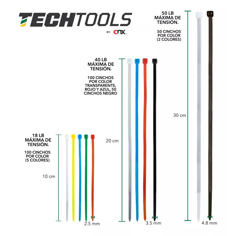Techtools Tech Tools 950 Piezas Variadas De Cinchos, Colores Varios