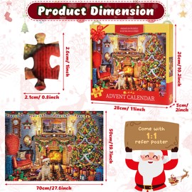 Puzzle Advent Calendar 2024, Christmas Countdown Calendar for Kids Teens Adults, 24 Boxes of 1008 Pcs Jigsaw Puzzles Advent Calendars Christmas Gifts Toys for Boys Girls,G7165