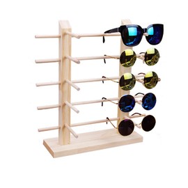 TANG SONG Solid Wood Glasses Display Holder Sunglass Display Holder Wood Glasses Display Rack Double Linen Glasses Showcase (Double Row 10 Pairs)