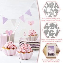 Cutting Dies Letters and Numbers 72 Pieces A-Z Cutting Dies Metal and 0-9 Numbers Cutting Dies DIY Metal Embossing Stencils for Scrapbooking Photo Album Gift (Silver)