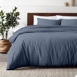 Bare Home King/California King Duvet Cover - 100% Linen - Breathable and Durable - Duvet Cover with Pillow Shams (King/Cal King, Indigo)