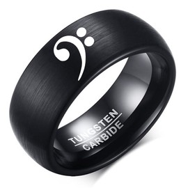 Zosing 8MM Tungsten Carbide Bass Clef Music Note Guitar Symbol Men's Ring Comfort Fit Band