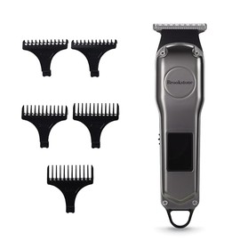 Brookstone - Metallic Cordless T-Blade Hair Clipper, Precision Cutting with Rechargeable Battery & Sleek Metallic Finish (Black)