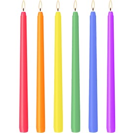 Rainbow Color Tall Taper Candles 12 inch Unscented Smokeless 6 Pack Long Candlesticks for Religious,Spiritual Settings,Holiday, Seasonal Celebration and Home Decoration