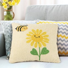 Spring Bee Pillow Cute Bee Sunflower Soft Throw Pillows for Bedroom Living Room Cushion Cute Pillow for Couch Bed Spring Gift