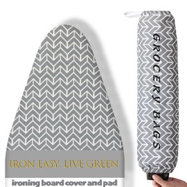 BNDX Ironing Board Cover and Pad 18" x 49" – Scorch-Proof, Tension Fit for Home Business Owners, Hotels, Professionals – Ebony Wheat