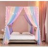 Akiky Canopy Bed Curtains with Lights 4 Corner Post Bed