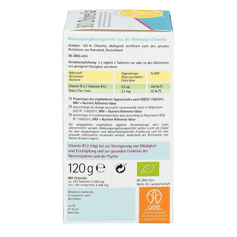 GSE Chlorella Pellets, 240 Tablets, Nutrient-Rich Micro Algae, Rich in