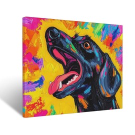 Dachshund Canvas Wall Art Dog Pictures Wall Decor for Bathroom Living Room Bedroom Office,Colorful Dachshund Painting Print Home Modern Artwork Framed Decoration 16 x 12 inch