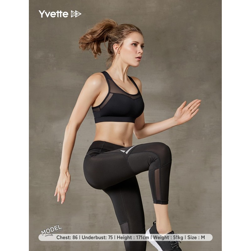 Yvette Sports Bra Non-Shaking High Support, Back Hook Type, Mesh