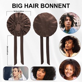 Ycxvacop Large Satin Bonnet,Silk Bonnet for Sleeping,Women Hair Bonnet with Tie band,Soft Night Sleep Caps for Women Braids Curly Hair,Jumbo Bonnets Hair Wrap with Adjustable Straps (Coffee)