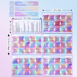Laminated Bible Tabs for Women&Men，75 pcs Large Print for Bible Study,Rainbow Style