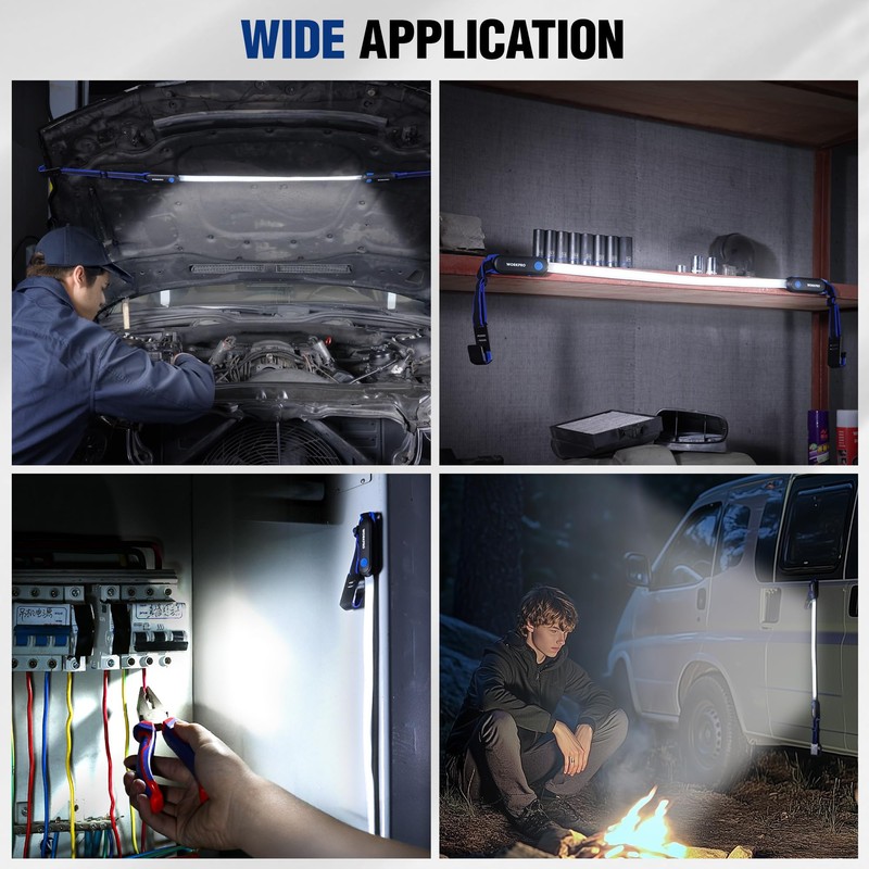 WORKPRO Rechargeable Underhood Work Light, 25inch Long Foldable LED Work