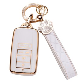 Jiazpai for Acura Key Fob Cover with Keychain Lanyard, Soft TPU Key Case Protection Compatible with Acura CDX RDX NSX RLX TLX TLX-L Smart Remote Key Holder