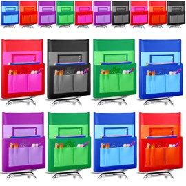 Tisancy 18 Pcs Student Chair Pockets 19 x 15 Inch Classroom Chair Back Bag Seat Storage with Name Tag 6 Pockets for Classroom, School, Home Organizer(Classic,Fresh Color)