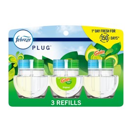 Febreze Plug in ambientador y eliminador de olores, recarga de aceite perfumado, aroma original, 3 unidades