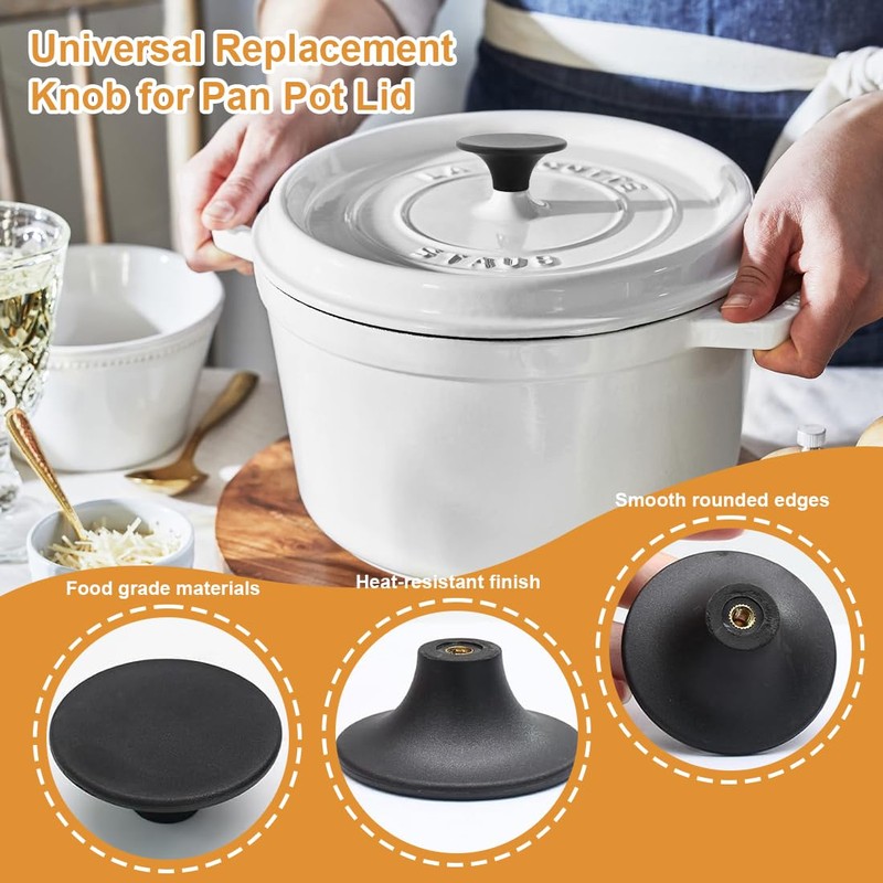 Universal Stainless Steel Replacement Knob Handles, 2 Pcs Pot Lid