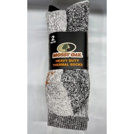 Mossy Oak Men's 2 Pack Heavy Duty Thermal Socks Black Gray White Sz 10-13