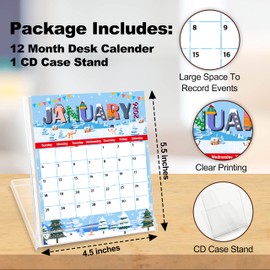 Small Desk Calendar 2026, January 2026 To December 2026, Holiday Calendar, Desk Calendar With Cd Case Stand, Office Decor, Christmas New Year Gifts For Friends Coworkers -07