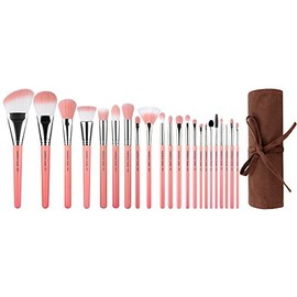 Bdellium Tools Professional Makeup Brush Pink Bambu Series - Deluxe 22pc. Brush Set with Roll-Up Pouch