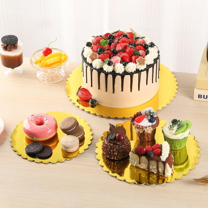 RAMFIYN 20 Pack 12 Inch Cake Boards Gold Cardboard for