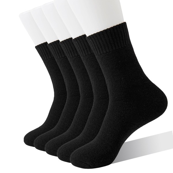 Hocerlu 5 Pair Mens Thermal Socks, Wool Socks for Winter,