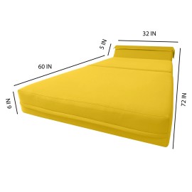 Amfuton Yellow Sleeper Chair Folding Foam Beds, Portable Guest Bed Studio 6 x 32 x 70