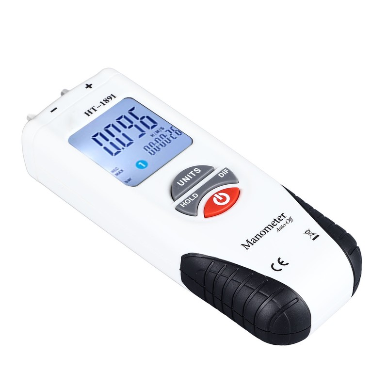 Digital Manometer Backlit Display Differential Dual Port Air and Gas
