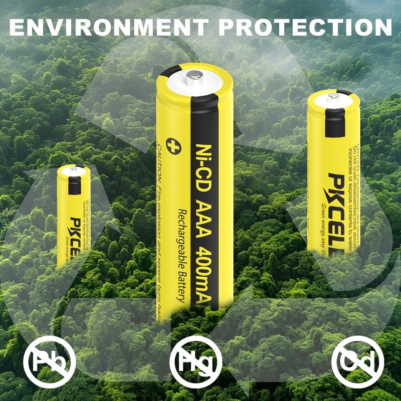 PKCELL Rechargeable 400mAh AAA Battery 1.2V NiCD Battery1.2V for Garden
