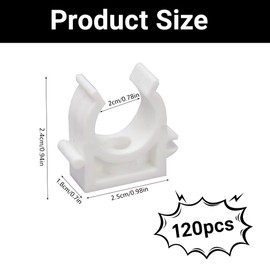 Editbar Set of 120 Clamp Clamps 20 mm White PVC Pipe Clip for Electrical Installations, Water Pipes and Heating Systems, Clamping Clamp Set for Drain Pipes, Empty Pipe