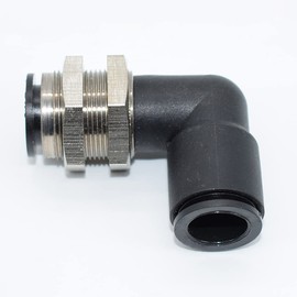 Jienk 2Packs Bulkhead Elbow 1/2" x 1/2" Tube OD Push to Connect Tube Fitting, PLM-1/2 Bulkhead 90 Degree Elbow Pneumatic Quick Connect Air Fitting