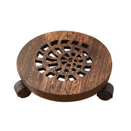 SINOBEST Wood Plant Caddy, Heavy Duty Rolling Planter Dolly With Rotating Casters, Movable Flower Pot Stand, Round Plant Rack With Lockable Wheels,Heavy Objects Hauling (13 Inch)