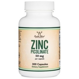 Zinc Picolinate 50mg, 300 Capsules (Immune Support) Non-GMO, Gluten Free (300 Day Supply) by Double Wood Supplements