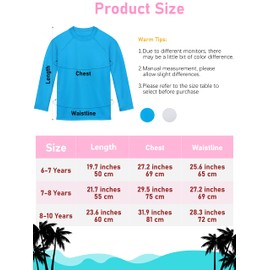 Poroka Cooraby - Paquete de 2 camisetas de natación con protección solar UPF 50+ para niñas, playera de natación de ajuste seco para deportes al aire última intervensión, Blanco, azul cielo., 6-7 Años