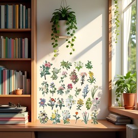 60Pcs Vintage Washi Sticker Set Retro Flowers Sticker Decorative Stickers DIY Scrapbooking Diary Album Label Stick Clever Design Scrapbooking and Stamping(ZS457)