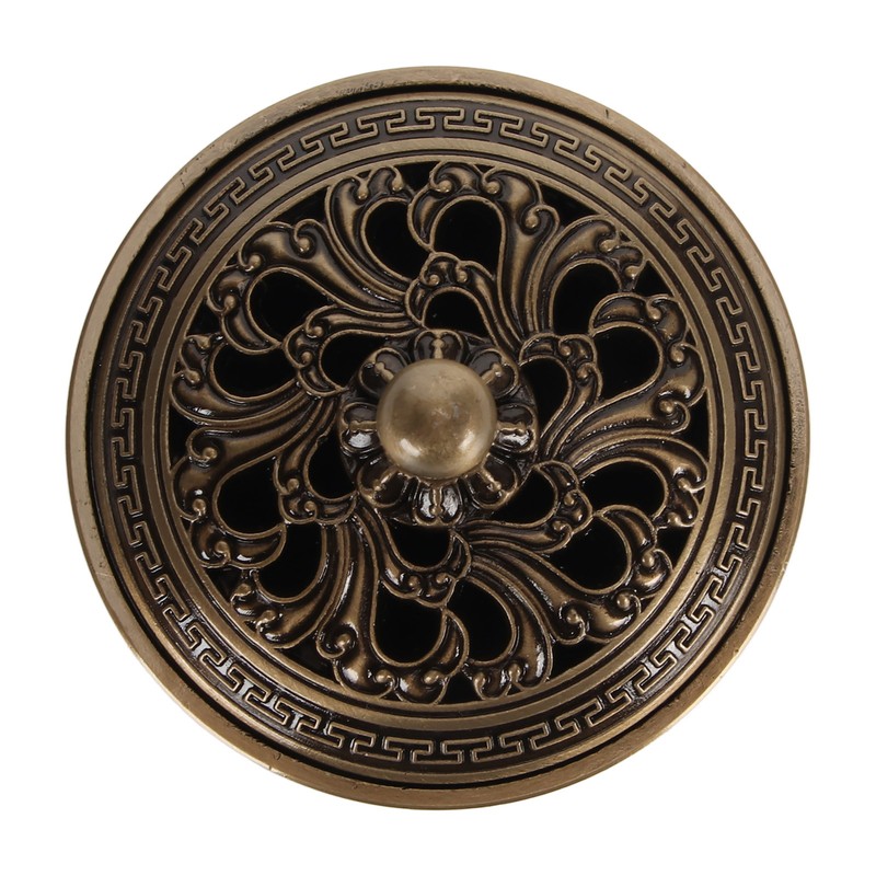 Coil Incense Burner with Lid Antique Beautifully Carved Electroplating Zinc