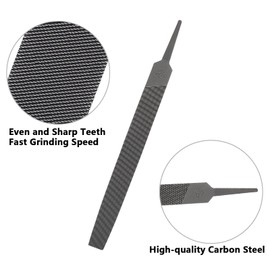 Bivethoi 6 Inch Flat Medium Cut File, High-Carbon Steel Double Cut Teeth Single Hand File Without Handle Suitable for Wood, Metal, Sharpening